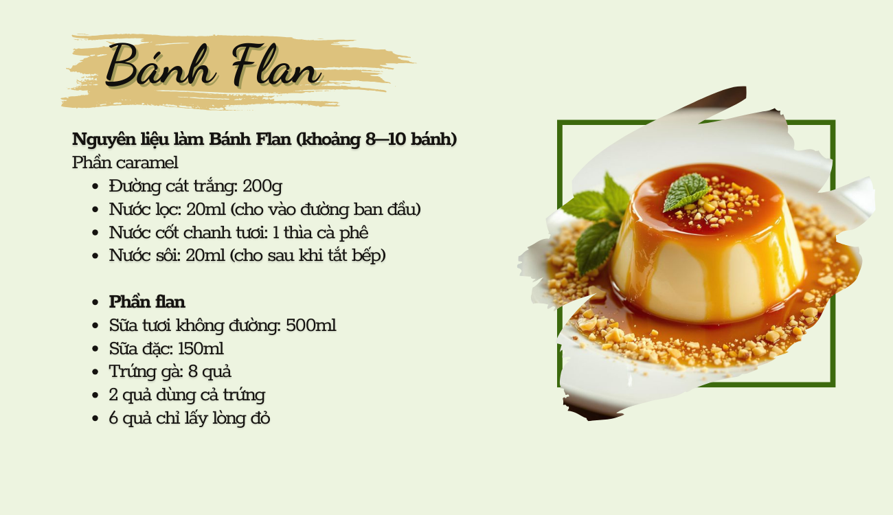 Nguyên liệu làm bánh flan